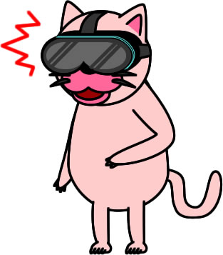 VRゴーグルをかけるネコのイラスト画像