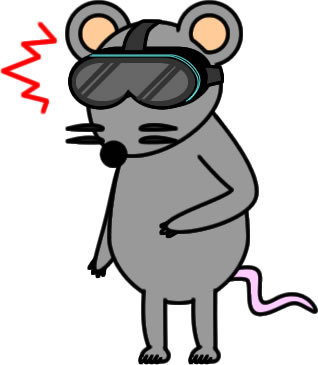 VRゴーグルをかけるネズミのイラスト画像