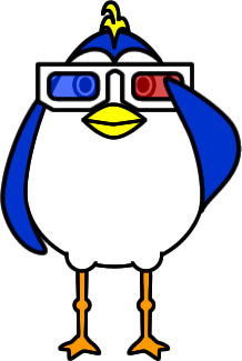 ３D眼鏡をかけるペンギンのイラスト画像
