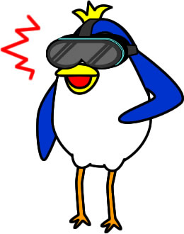 VRゴーグルをかけるペンギンのイラスト画像