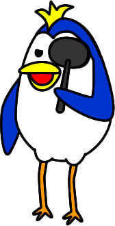 遮眼子を使うペンギンのイラスト画像