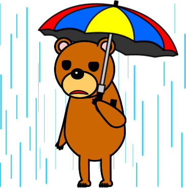 傘をさすクマのイラスト画像