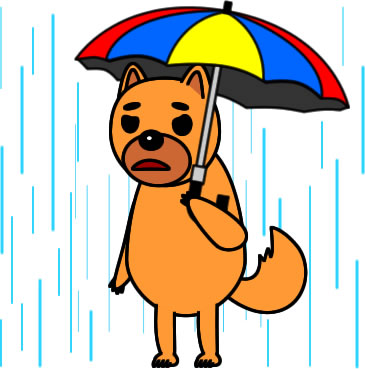 傘をさすイヌのイラスト画像