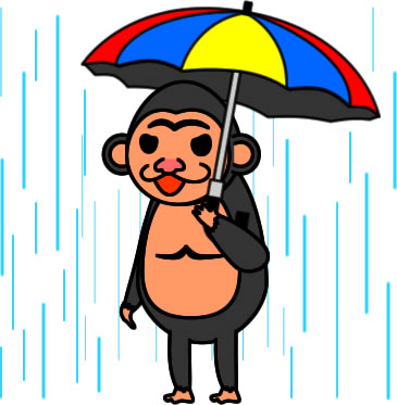 傘をさすゴリラのイラスト画像