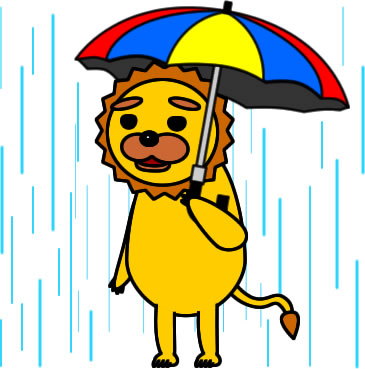 傘をさすライオンのイラスト画像