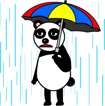 傘をさすパンダのイラスト画像