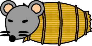 簀巻きにされるネズミのイラスト画像
