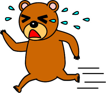 泣きながら走るクマのイラスト画像