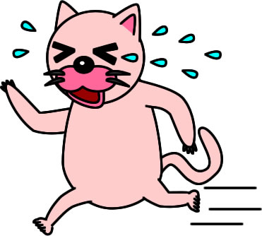 泣きながら走るネコのイラスト画像