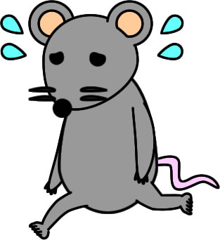 とぼとぼ走るネズミのイラスト画像