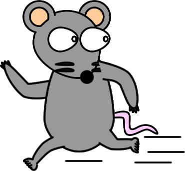 何かから逃げるネズミのイラスト画像