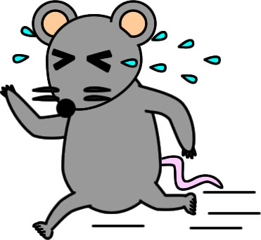 泣きながら走るネズミのイラスト画像