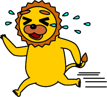 泣きながら走るライオンのイラスト画像