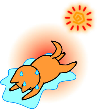 暑さで倒れるイヌのイラスト画像
