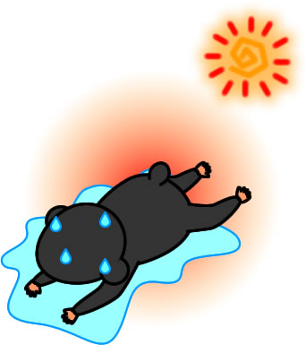 暑さで倒れるゴリラのイラスト画像