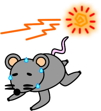 暑さに苦しむネズミのイラスト画像