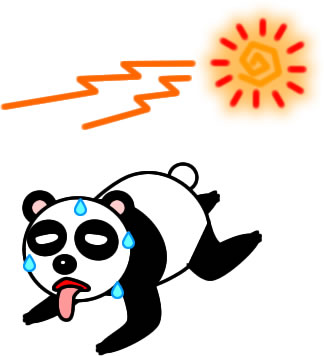 暑さに苦しむパンダのイラスト画像