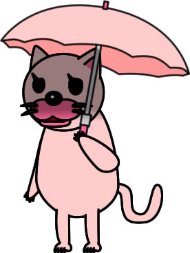 日傘をさすネコのイラスト画像