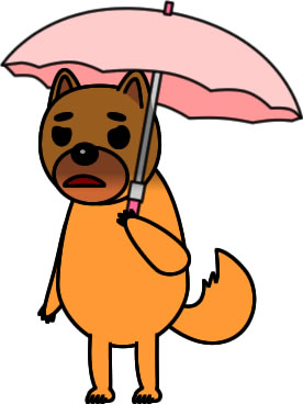 日傘をさすイヌのイラスト画像
