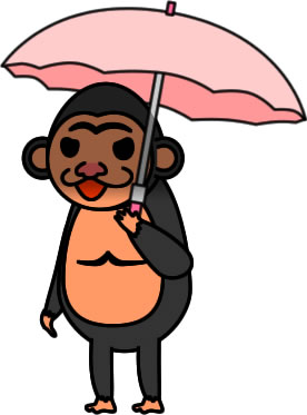 日傘をさすゴリラのイラスト画像