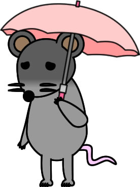 日傘をさすネズミのイラスト画像