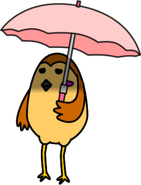 日傘をさすスズメのイラスト画像