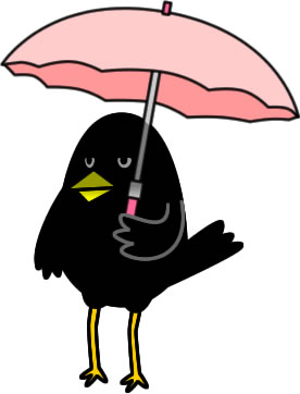 日傘をさすカラスのイラスト画像