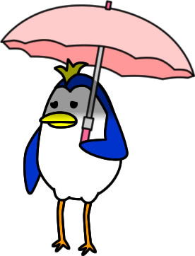 日傘をさすペンギンのイラスト画像