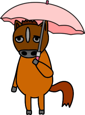 日傘をさすウマのイラスト画像