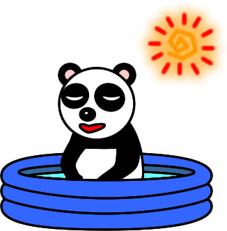 子供プールに入るパンダのイラスト画像
