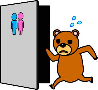 トイレに駆け込むクマのイラスト画像