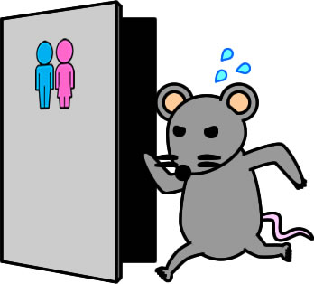 トイレに駆け込むネズミのイラスト画像