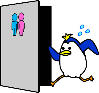 トイレに駆け込むペンギンのイラスト画像