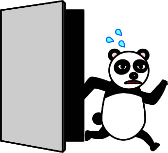 ドアから出てくるパンダのイラスト画像