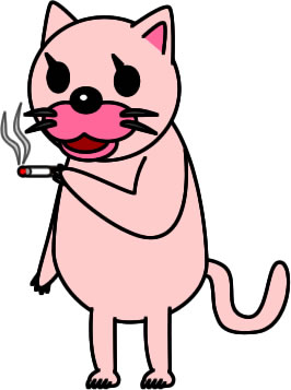 タバコを吸うネコのイラスト画像