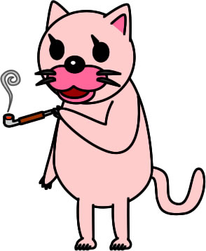 キセルを吸うネコのイラスト画像