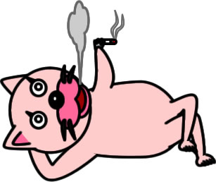 寝タバコするネコのイラスト画像