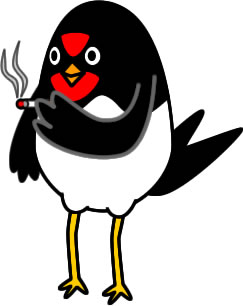 タバコを吸うツバメのイラスト画像