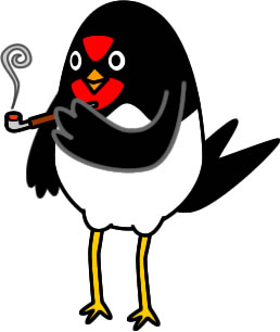 キセルを吸うツバメのイラスト画像