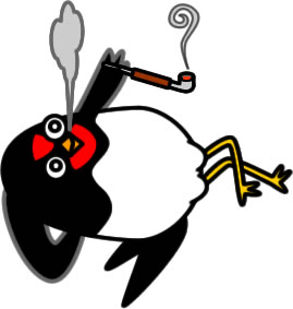 寝ながらキセルを吸うツバメのイラスト画像