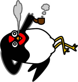 寝ながらパイプを吸うツバメのイラスト画像