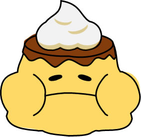 頬をふくらませるプリンのイラスト画像1