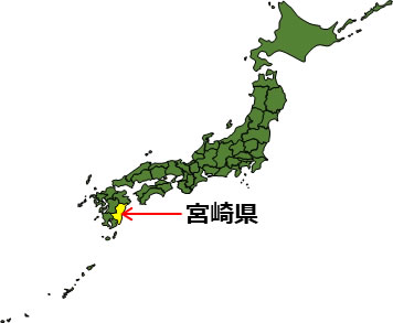 宮崎県の場所を示すイラスト画像1