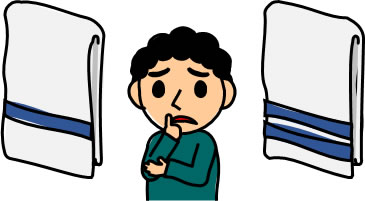 自分のタオルがどちらか迷う人のイラスト画像4