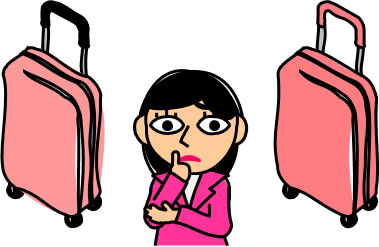 自分の旅行カバンがどちらか迷う人のイラスト画像1