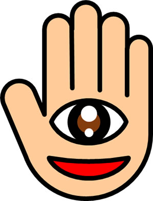 手のひらに一つ目顔のイラスト画像2