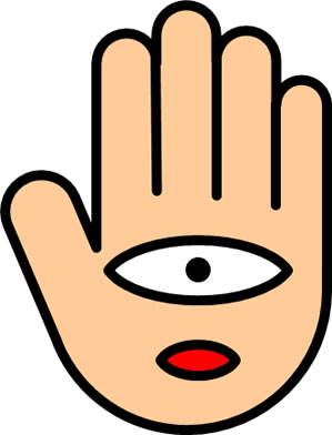 手のひらに一つ目顔のイラスト画像5