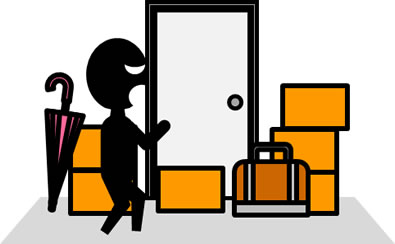 廊下やドア前に荷物のイラスト画像4